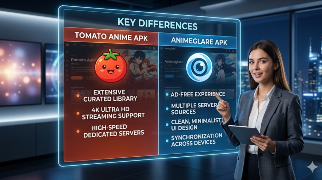 Key Differences Between Tomato Anime APK and AnimeGlare APK